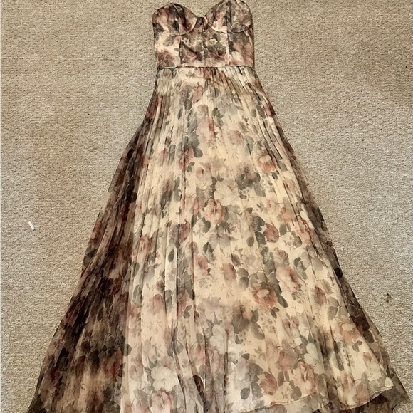 Most Beautiful Day Ivory Multi Floral Print Organza Maxi Dress - Picture 4 of 6